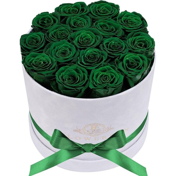 Other - 17 Flowers in a Luxury Suede Box Birthday Gifts Preserved Flowers Dark Green